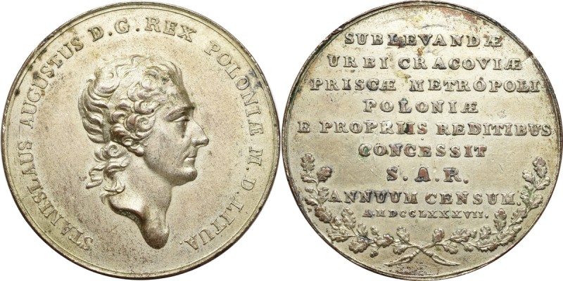 Stanislaus Augustus, Medal donation for Cracow 1787, Holzhausser - copy Ładna ko...