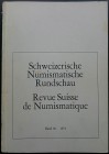 AA. VV. - Schweizerische Numismatische Rundschau – Revue Suisse de Numismatique, Band / Tome 50 – 1971. Schweizerische Numismatische Gesellschaft – So...
