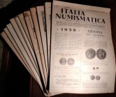 ITALIA NUMISMATICA Rivista diretta da Oscar Rinaldi – 11 Annate complete. Anni 1958-59-60-61-63-64-66-67-68-69-70. Moltissimi articoli e montissime il...