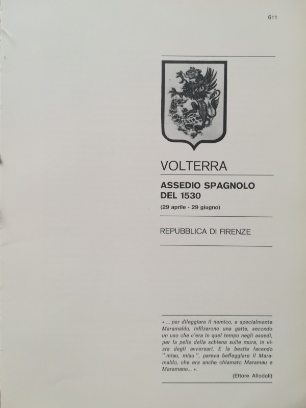 TRAINA M. – Gli assedi e le loro monete. –. Volterra: Assedio spagnolo del 1530....