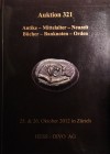 HESS - DIVO AG – Zurigo, 25-26 ottobre 2012. Auktion n. 321. Antike –Mittelalter – Neuzeit – Bucher – Banknoten - Orden. pp. 312, nn. 1786 all in col....