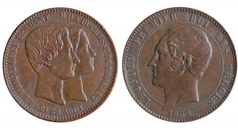 Belgium - Leopold I (1831-1865) Medallic Issues 10 centimes 1853 "Marriage of Du...