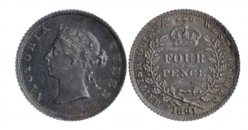 British Guyana - Victoria 4 pence 1891 silver 1,88g SPL+