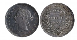 British Guyana - Victoria 4 pence 1891 silver 1,88g SPL+