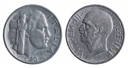 Italy - Vittorio Emanuele III 20 centesimi 1936 qBB rif.Gigante 217 R2