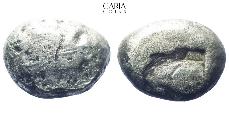 Caria. Uncertain mint. Circa 3rd - 4th century BC. Forepart of humped bull right...