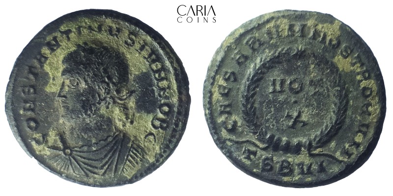 Constantine II. As Caesar. AD 317-337. Thessalonica. Bronze Æ follis. 18 mm, 3.4...