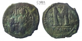 Justin II with Sophia. AD 565-578. Theupolis. Bronze Æ Follis. 30 mm, 14.93 g. Very fine