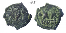 Phocas. AD 602-610. Nicomedia. Bronze Æ half Follis. 20 mm, 5.73 g. Near very fine