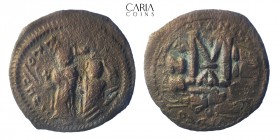 Heraclius with Heraclius Constantine. AD 610-641. Constantinople. Bronze Æ half Follis. 30 mm, 11.36 g. Very fine