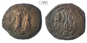 Heraclius with Heraclius Constantine. AD 610-641. Constantinople. Bronze Æ half Follis. 32 mm, 11.32 g. Very fine