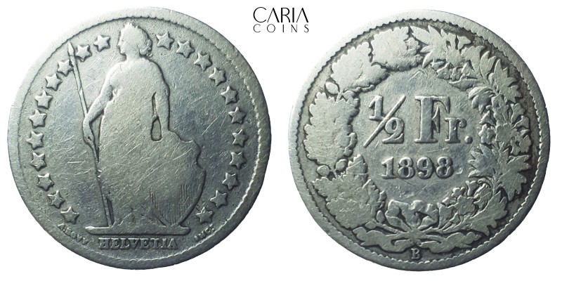 France, 1898. Silver 1/2 Franc. 18 mm, 2.34 g. Near very fine