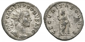 Probus (276-282), Radiate, Lugdunum, AD 276, 3.99g, 21mm. Radiate and cuirassed bust right / Felicitas standing left, holding sceptre and leaning on c...
