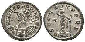 Probus (276-282), Radiate, Ticinum, 280-1, 3.75g, 23mm. Radiate, helmeted and cuirassed bust left, holding spear and shield / Securitas standing left,...