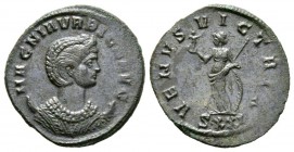 Magnia Urbica (Augusta, 283-285), Antoninianus, Ticinum, c. summer AD 283, 3.35g, 23mm. Diademed and draped bust right, set on a crescent / Venus stan...
