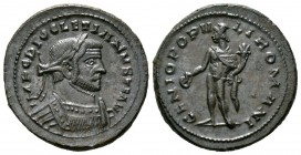 Diocletian (284-305), Follis, Londinium, AD 300, 10.44g, 28mm. Laureate and cuirassed bust right / Genius standing left, holding patera and cornucopia...
