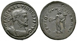 Diocletian (284-305), Follis, Londinium, AD 300, 10.54g, 29mm. Laureate and cuirassed bust right / Genius standing left, holding patera and cornucopia...