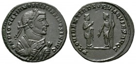 Diocletian (Senior Augustus, 305-311/2), Follis, Londinium, 305-7, 10.30g, 28mm. Laureate bust right, wearing imperial mantle, holding olive branch an...