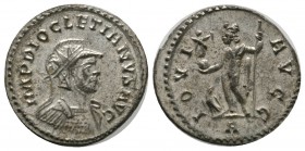 Diocletian (284-305), Radiate, Lugdunum, 290-1, 3.83g, 23mm. Radiate, helmeted and cuirassed bust right / Jupiter standing left, holding victory on gl...
