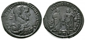 Diocletian (Senior Augustus, 305-306), Follis, Aquileia, 8.13g, 29mm. Laureate and mantled bust right, holding olive branch in right hand and mappa in...