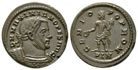 Maximianus (Senior Augustus, 305-307), Follis, Londinium, AD 307, 8.50g, 26mm. Laureate and cuirassed bust right / Genius standing left, holding pater...