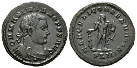 Maximianus (Senior Augustus, 305-307), Follis, Londinium, AD 307, 8.75g, 25mm. Laureate and cuirassed bust right / Hercules standing facing, head left...