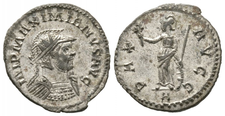 Maximianus (286-305), Radiate, Lugdunum, AD 293, 3.79g, 23mm. Radiate, helmeted ...