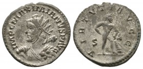 Maximianus (286-305), Radiate, Lugdunum, 287-9, 4.27g, 22mm. Radiate bust left, holding club over shoulder and lion skin / Hercules standing right wit...