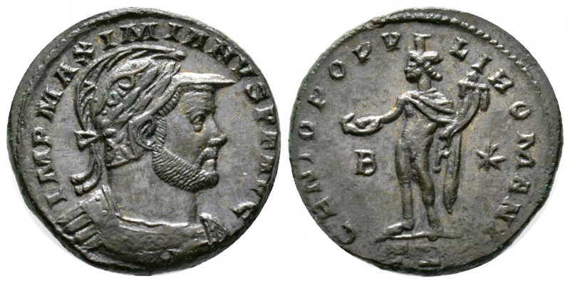 Maximianus (286-305), Follis, Treveri, c. 298-9, 10.49g, 27mm. Laureate, helmete...