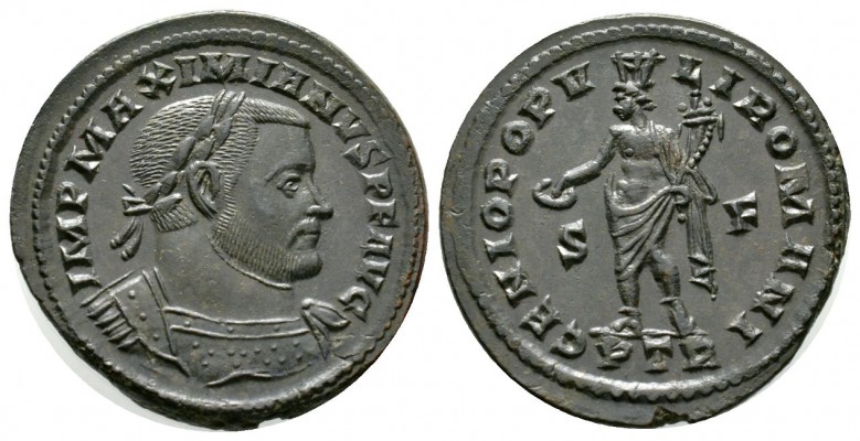 Maximianus (286-305), Follis, Treveri, 305-6, 11.40g, 29mm. Laureate and cuirass...