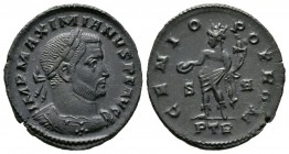 Maximianus (Senior Augustus, 305-307), Half Follis, Treveri, AD 307, 5.89g, 26mm. Laureate and cuirassed bust right / Genius standing left, holding pa...