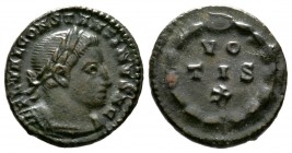 Constantine I (Caesar, 306-309), Quarter Follis, Treveri, AD 307, 2.64g, 16mm. Laureate, draped and cuirassed bust right / VO/TIS/X in three lines wit...