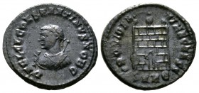 Constantine II (Caesar, 316-337), Follis, Heraclea, 318-320, 2.92g, 19mm. Laureate bust left, wearing imperial mantle, holding globe, sceptre and mapp...
