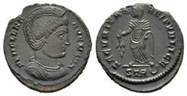 Helena (Augusta, 324-328/30), Follis, Treveri, 325-6, 3.22g, 18mm. Diademed and draped bust right / Securitas standing left, holding olive branch; STR...