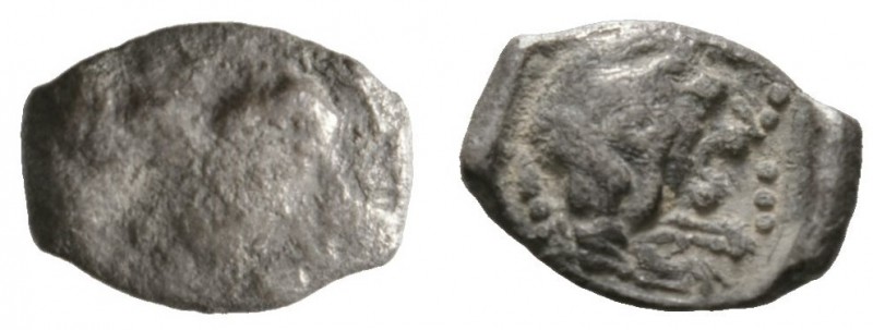 Cyprus, Amathos. Rhoikos (c. 350 BC), Obol, 0.78g, 10mm. [Lion reclining right] ...