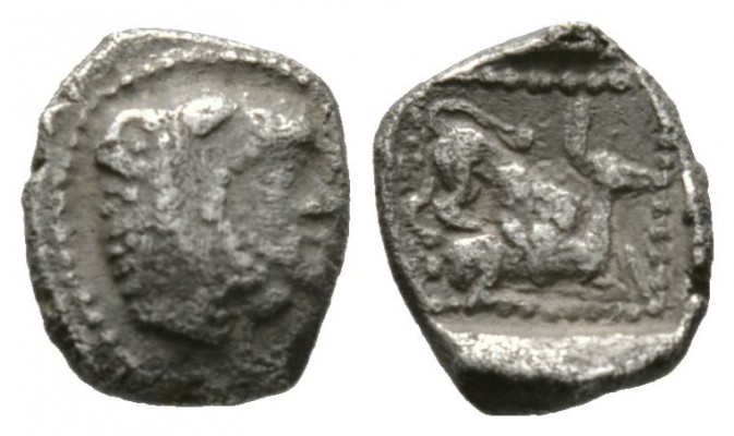 Cyprus, Kition, Baalmelek II (c. 425-400 BC), Obol, 0.79g, 8mm. Head of Herakles...