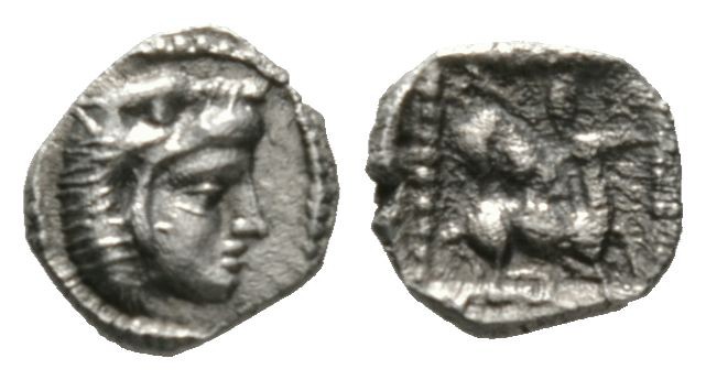 Cyprus, Kition, Uncertain King, 4th-3rd century BC, Hemiobol, 0.24g, 7mm. Head o...