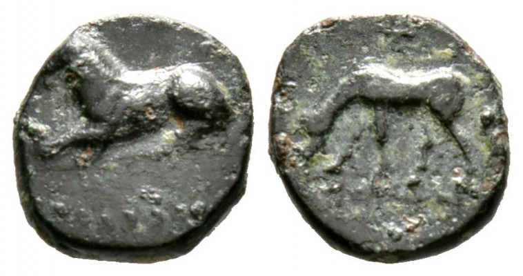 Cyprus, Kition or Salamis?, c. 4th century BC, Æ, 1.14g, 10mm. Lion laying left ...