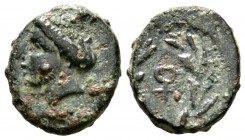 Cyprus, Marion, c. 4th century BC, Æ, 2.67g, 14mm. Head of Aphrodite left / Ankh within laurel wreath. BMC pl. XX, 19. About Very Fine and Very Rare