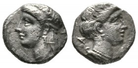 Cyprus, Salamis, Pnytagoras (351-332 BC), Tetrobol, 2.00g, 11mm. Head of Aphrodite left / Head of Artemis right. SNG Cop. 61; BMC 83. About Very Fine