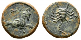 Cyprus, Uncertain, Pseudo-autonomous issue, time of Augustus(?), 27 BC-AD 14, Æ, 2.95g, 16mm. Capricorn right; star above / Scorpion; star to right. A...