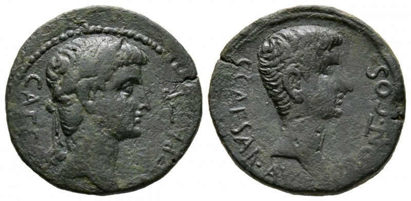 Augustus with Caius Caesar (27 BC-AD 14), Cyprus, Paphos, As, AD 1, 6.33g, 25mm....