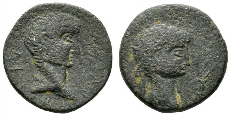 Tiberius with Divus Augustus (14-37), Koinon of Cyprus, Æ, 15.85g, 27mm. Bare he...