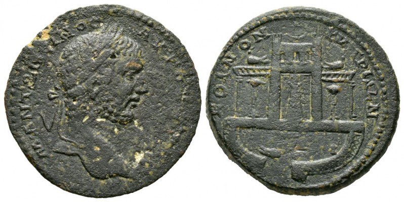 Caracalla (198-217), Koinon of Cyprus, Æ, 22.76g, 31mm. Laureate head right / Co...