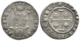 Crusaders, Lusignan Kingdom of Cyprus, Henry II (1285-1324), Gros, Nicosia, 4.52g, 25mm. Henry seated facing on throne decorated with lions, holding l...