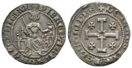 Crusaders, Lusignan Kingdom of Cyprus, Peter II (1369-1382), Gros grands, Famagusta, 4.53g, 25mm. Henry enthroned facing, holding lis-tipped sceptre a...