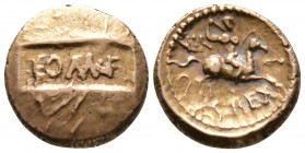 Celtic Britain, Atrebates & Regni, Tincommius (Tincomarus), c. 30-10 BC, Stater, 5.40g, 17mm. Tablet inscribed COM F / Horseman with javelin right. BM...
