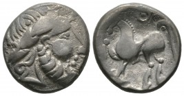 Celtic, Eastern Europe, imitation of Philip II of Macedon, Tetradrachm, 3rd-2nd century BC, "Kugelwange" type, 9.49g, 24mm. Laureate head of Zeus righ...