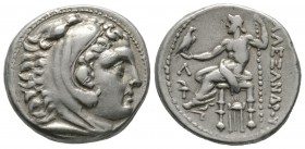 Kings of Macedon, Alexander III ‘the Great’ (336-323 BC), Tetradrachm, Amphipolis, c. 310-294 BC, 16.83g, 26mm. Head of Herakles right, wearing lion s...