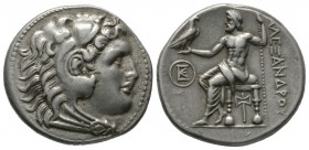 Kings of Macedon, Alexander III ‘the Great’ (336-323 BC), Tetradrachm, Miletos, c. 300-295 BC, 16.91g, 28mm. Head of Herakles right, wearing lion skin...